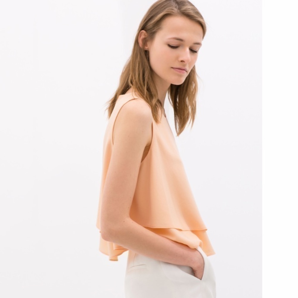 Zara Peach Double Layer  Flowy Top